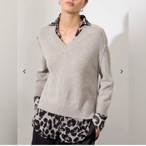 Brochu Walker Leopard Leopard Blouse Cashmere Blend Sweater XS